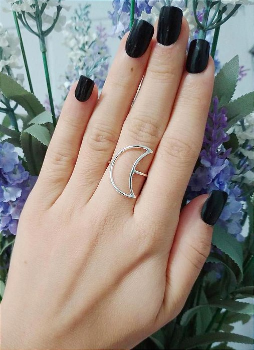 Anel De Prata Lua Vazado – Joia em Prata 925 de Qualidade