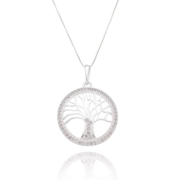 Colar De Prata Mandala Árvore Da Vida Micro Zircônias – Joia em Prata 925 de Qualidade
