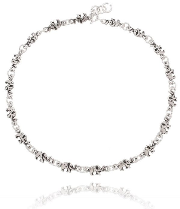 Tornozeleira De Prata De Bali Elefantes – Joia em Prata 925 de Qualidade