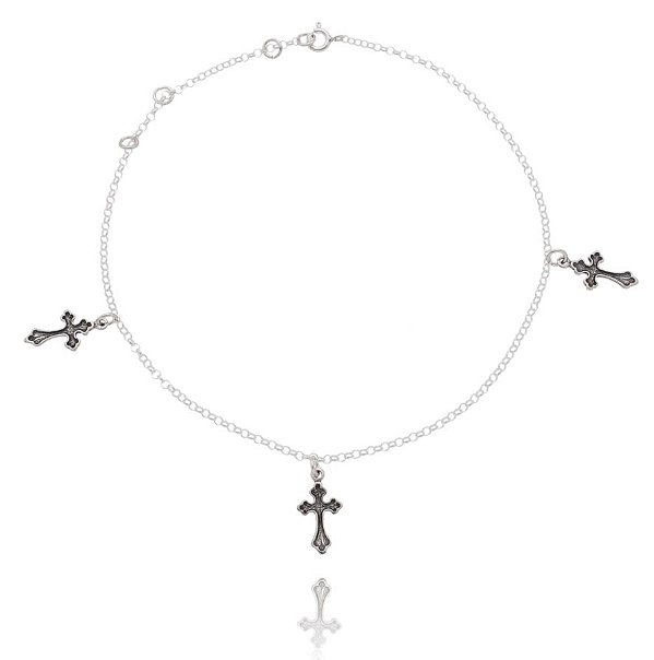 Tornozeleira De Prata Cruzes – Joia em Prata 925 de Qualidade