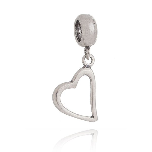 Berloque De Prata Coração Vazado – Joia em Prata 925 de Qualidade