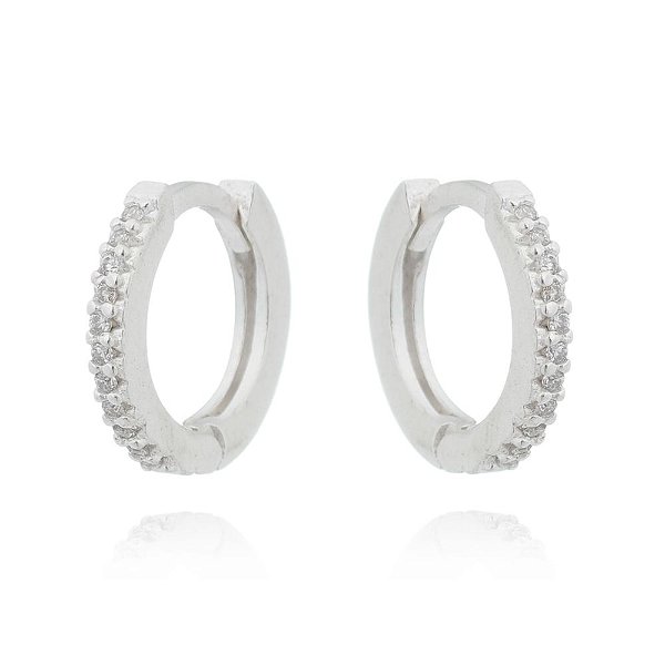 Argola De Prata Pequena Com Zircônias – Joia em Prata 925 de Qualidade