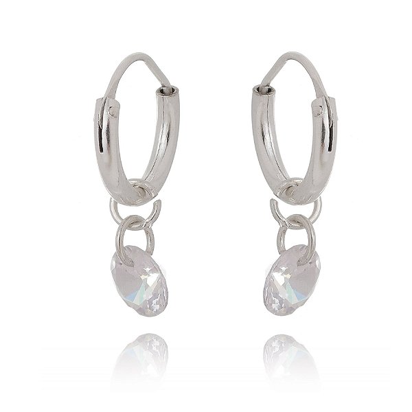 Brinco Argola Ponto De Luz Em Prata – Joia em Prata 925 de Qualidade