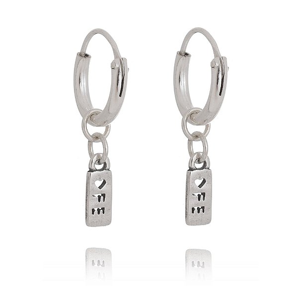 Brinco Argola Com Plaquinha Fé Em Prata – Joia em Prata 925 de Qualidade