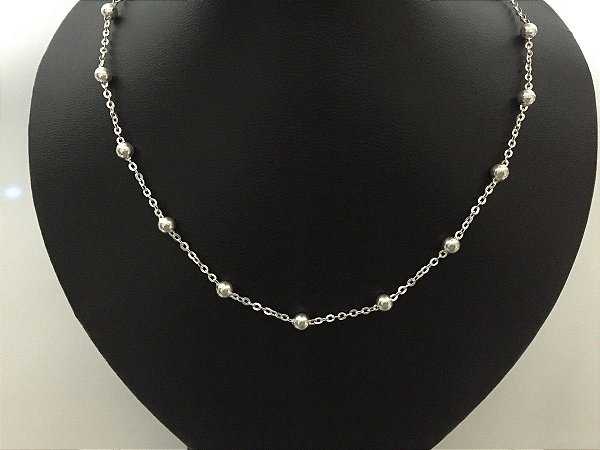 Colar De Prata Bolinhas E Cartier 60 Cm – Joia em Prata 925 de Qualidade
