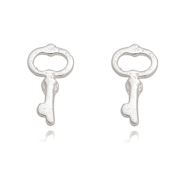 Brinco 2 Furo Chave Em Prata – Joia em Prata 925 de Qualidade