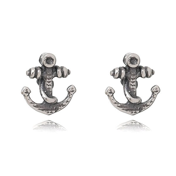 Brinco 2 Furo Âncora Em Prata – Joia em Prata 925 de Qualidade