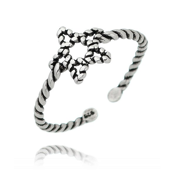 Anel De Prata Bali Estrela Ajustável – Joia em Prata 925 de Qualidade