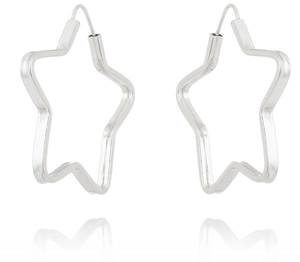 Argola De Prata Estrela 3,7 Cm – Joia em Prata 925 de Qualidade