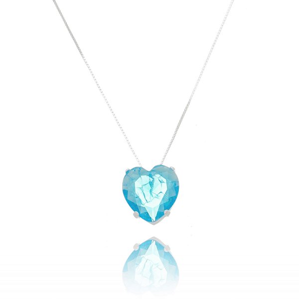 Colar De Prata Coração Azul Fusion – Joia em Prata 925 de Qualidade