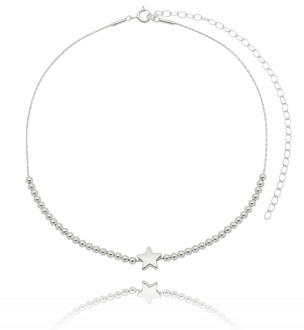 Choker De Prata Estrela E Bolinhas – Joia em Prata 925 de Qualidade