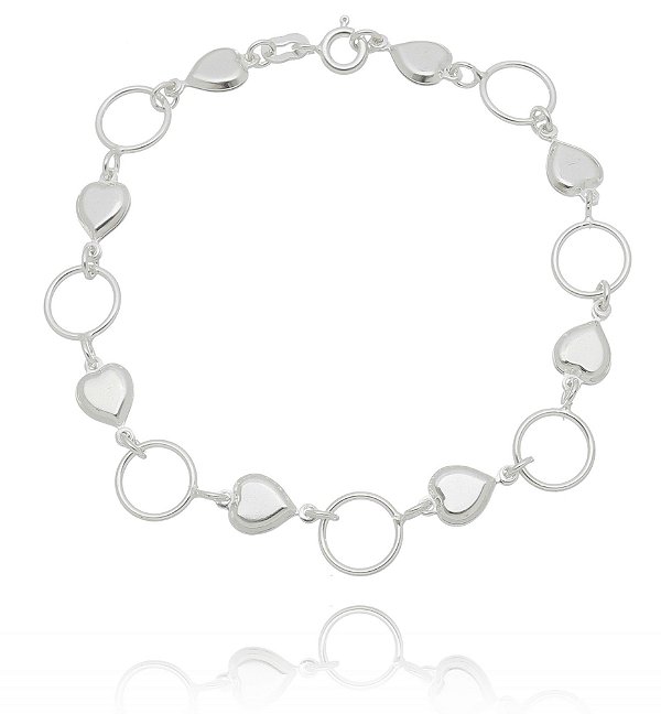 Pulseira De Prata Coração E Elos – Joia em Prata 925 de Qualidade