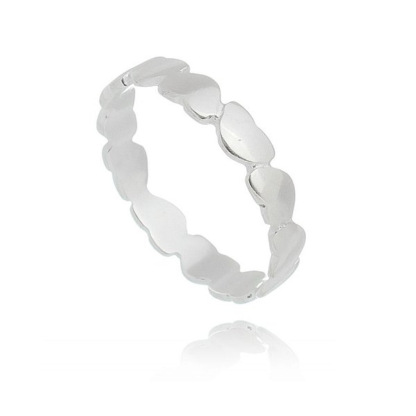 Anel De Prata Lisa Corações – Joia em Prata 925 de Qualidade