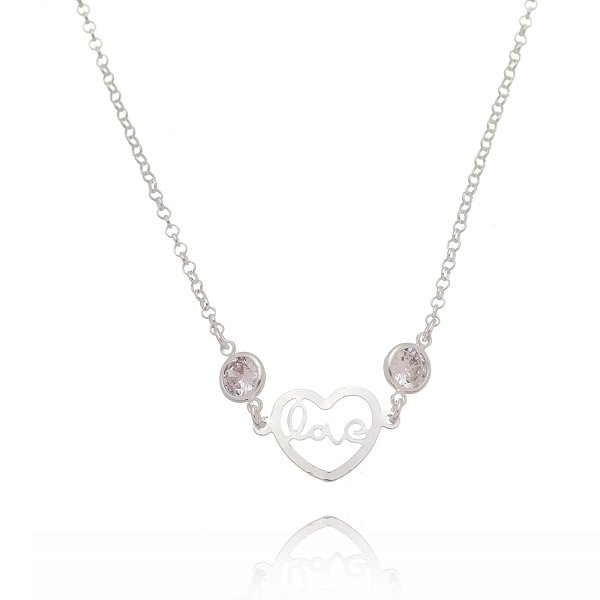 Choker De Prata Love E Zircônias – Joia em Prata 925 de Qualidade