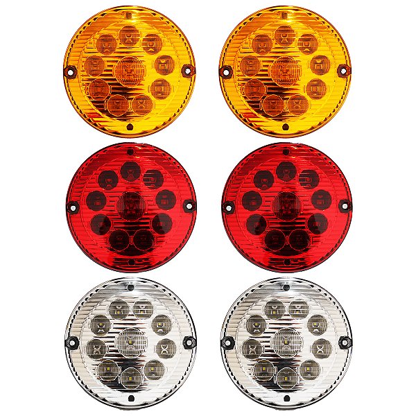 KIT 6 Lanterna Traseira Ônibus Caminhão 155mm 10 LED 24V