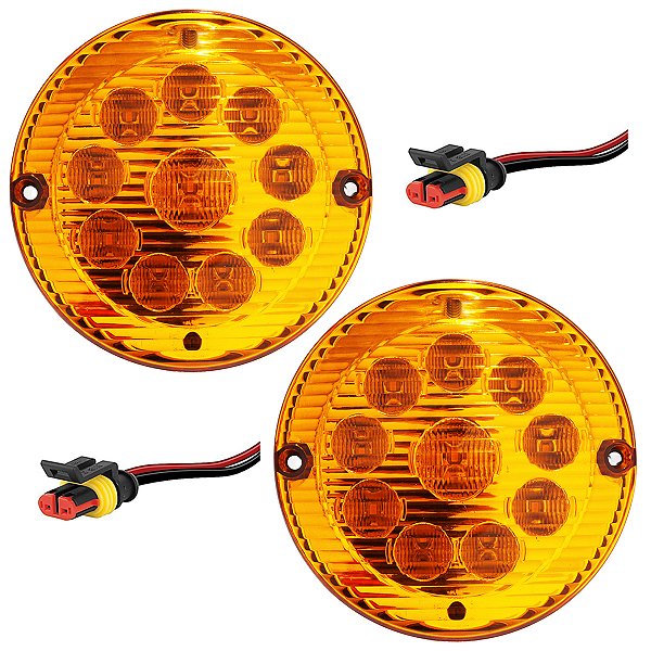 KIT 2 Lanterna Traseira Ônibus Caminhão 155mm 10 LED 24V AM c/Conector