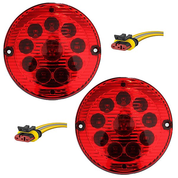 KIT 2 Lanterna Traseira Ônibus Caminhão 155mm 10 LED 12V VM c/Conector