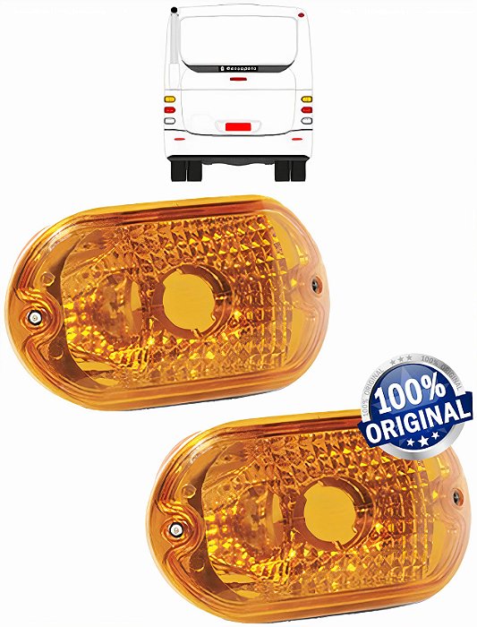 Lanterna Dianteira Traseira Lente Lisa Pisca Seta AM Ônibus Torino 1999 ORIGINAL KIT 2 Peças