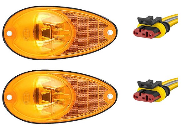Lanterna Lateral Seta (Pisca) / Posição / Retrorrefletor 5LED Âmbar 12 volts com Conector
