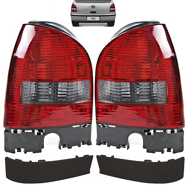 KIT PAR Lanterna Traseira VW Gol G3 TODOS + Acabamento Inferior das Lanternas