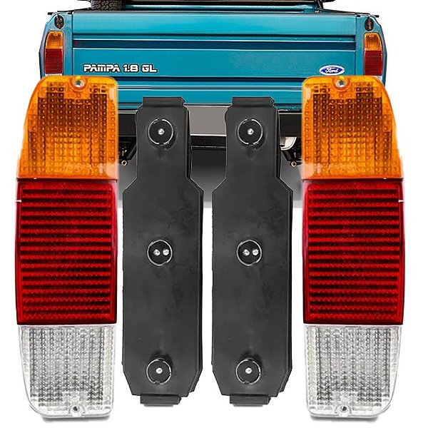 PAR Lanterna Traseira Ford Pampa 87 a 97 Tricolor c/Soquete