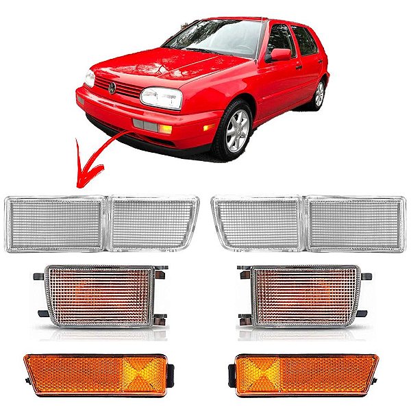 KIT Lanterna Dianteira Golf Alemão 1994 1995 1996 1997 1998 +Defletor +Lateral Âmbar