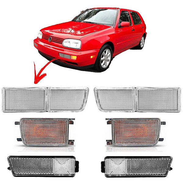 KIT Lanterna Dianteira Golf Alemão 1994 1995 1996 1997 1998 +Defletor +Lateral Cristal