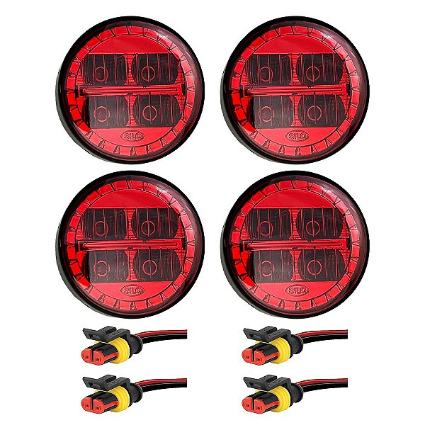 KIT4 Lanterna Traseira Ônibus Caminhão 70mm 4 Led VM