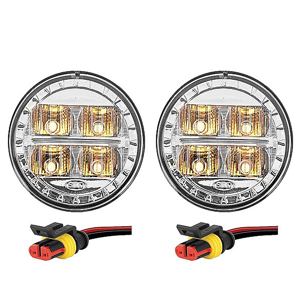 KIT 2 Lanterna Dianteira Ônibus Caio 70mm CR 4 Led +conector