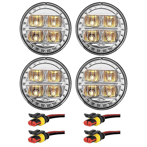 KIT4 Lanterna Dianteira Ônibus Caio 70mm CR 4 Led AM +conect