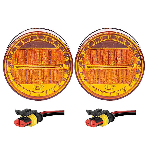 KIT2 Lanterna Traseira Ônibus Caminhão 70mm 4 Led +conector