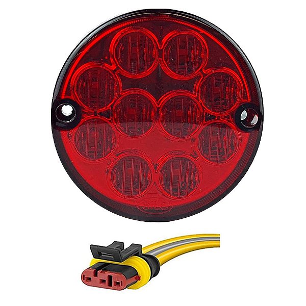 KIT Lanterna Traseira Ônibus Caminhão Bugue 96mm 10 Led VM