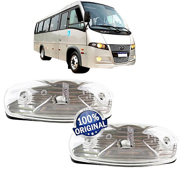 2 Lanterna Ônibus Caminhão Baú Lateral Teto Placa CRISTAL