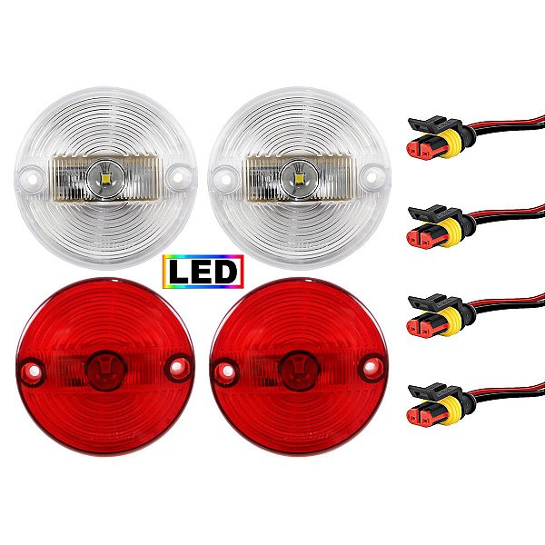 KIT 4 Lanterna Vigia Ônibus 70mm LED BIVOLT +Conector