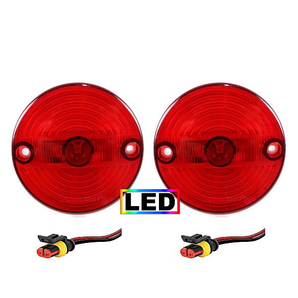 KIT 2 Lanterna Vigia Ônibus 70mm LED BIVOLT VM +Conector