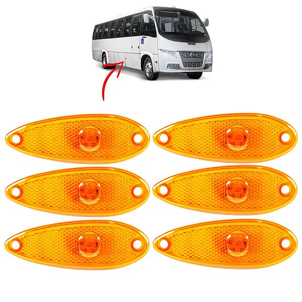 KIT 6 Lanterna Lateral Ônibus Peixinho 1LED BIVOLT AM
