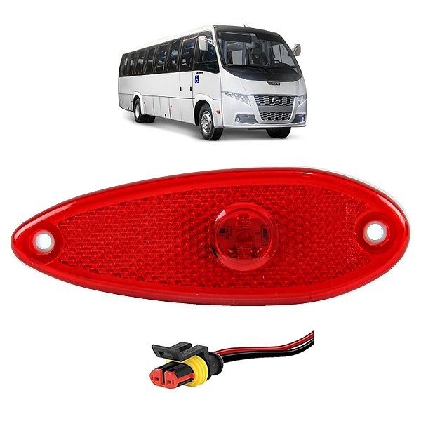 KIT 1 Lanterna Lateral Ônibus 1 LED BIVOLT VM +Conector