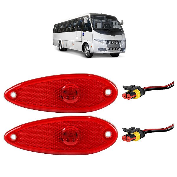 KIT 2 Lanterna Lateral Ônibus 1 LED BIVOLT VM +Conector