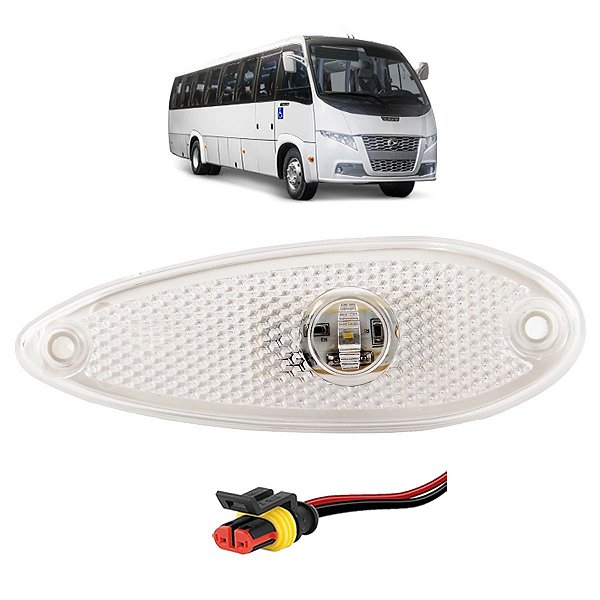 KIT 1 Lanterna Lateral Ônibus 1 LED BIVOLT CRISTAL +Conector