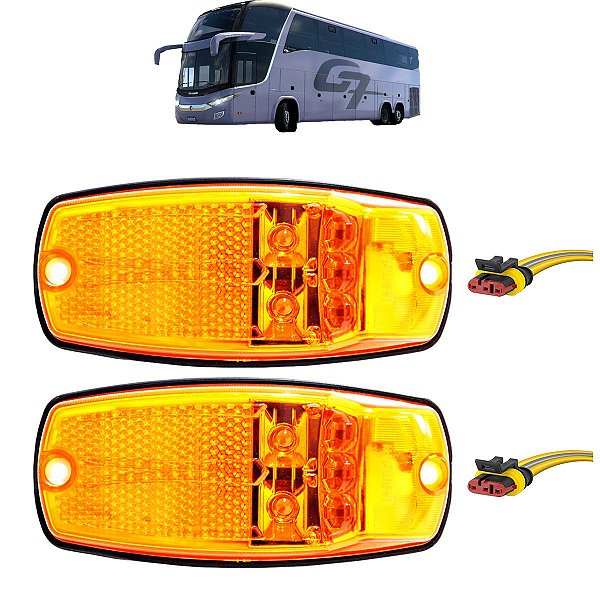 KIT 2 Lanterna Lateral Ônibus Marcopolo G7 5 LED Bivolt +Conector