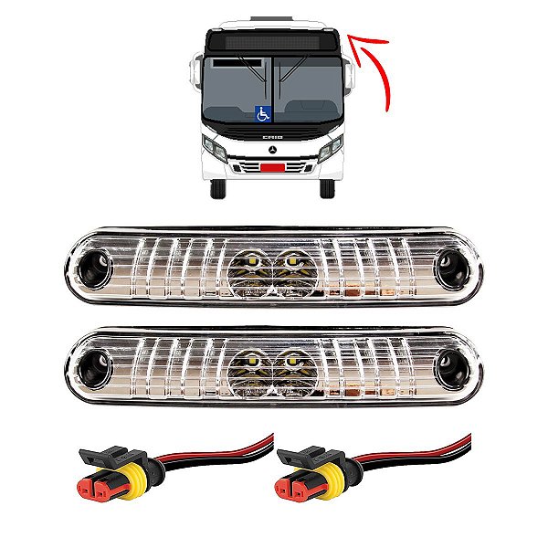 KIT 2 Lanterna Vigia Teto Busscar Caio 24volts +Conector CR