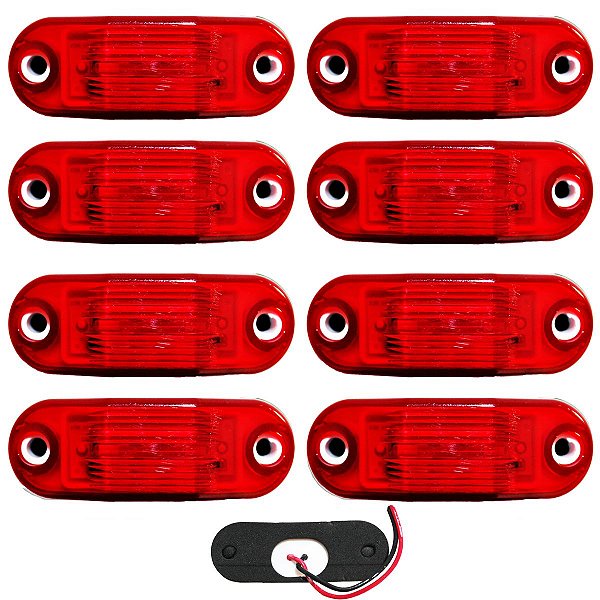 8 Lanterna Vigia Ônibus Caminhão 2 LED Vermelha BIVOLT +Chicote