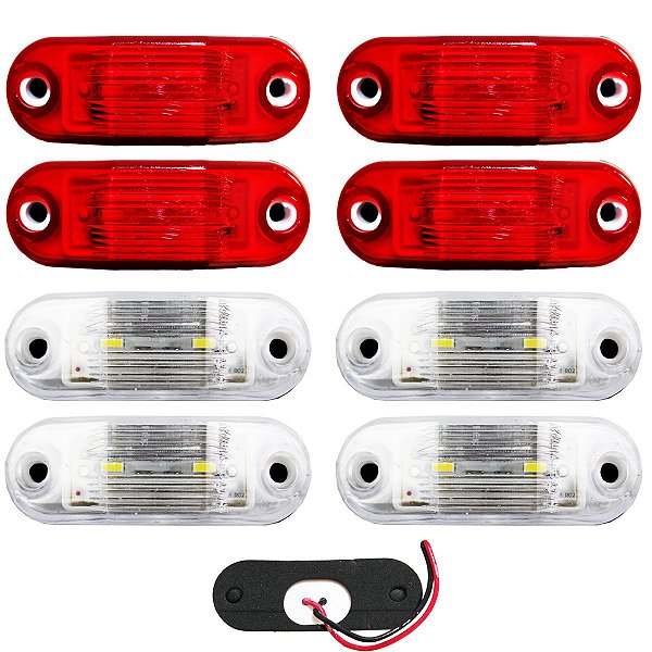 8 Lanterna Teto Ônibus Caminhão Baú Van 2 LED BIVOLT +Chicote