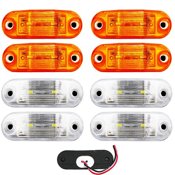 8 Lanterna Teto Caminhão Baú Van 2 LED BIVOLT +Chicote CR/AM