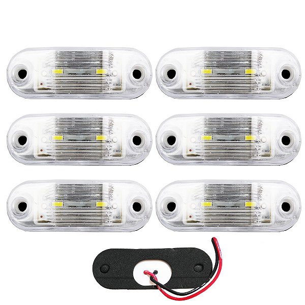 6 Lanterna Vigia Ônibus Caminhão 2 LED CRISTAL BIVOLT +Chicote