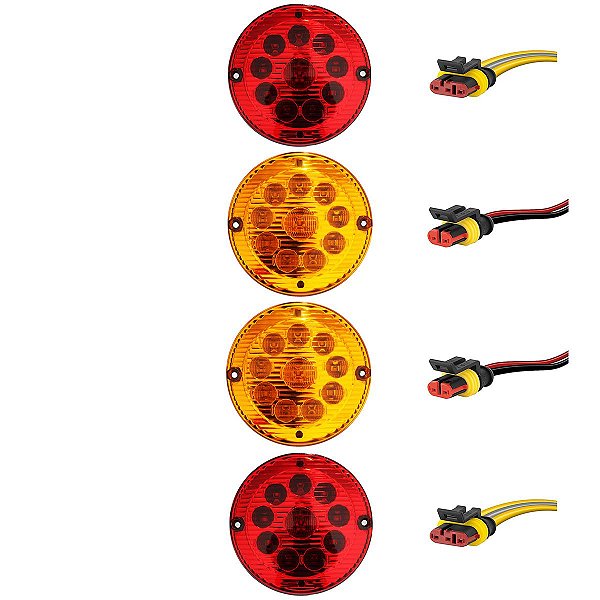 KIT 4 Lanterna Traseira Ônibus Cometa 155mm 10 LED 12V + Conector