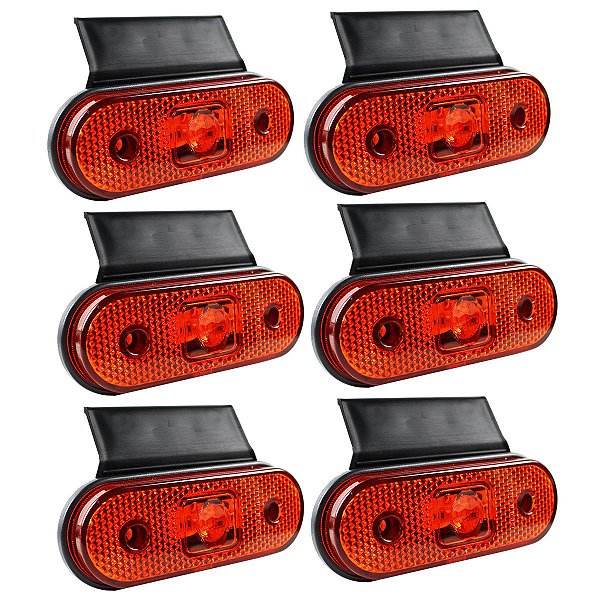 6 Lanterna Lateral Caminhão Carreta Facchini LED AM +Suporte