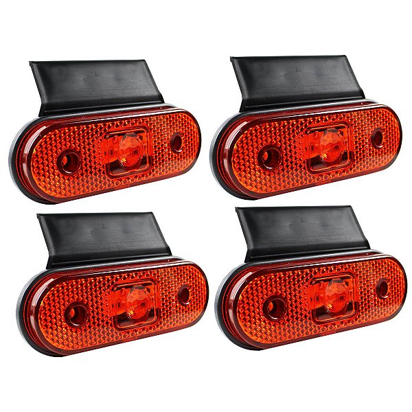 4 Lanterna Lateral Caminhão Carreta Facchini LED AM +Suporte