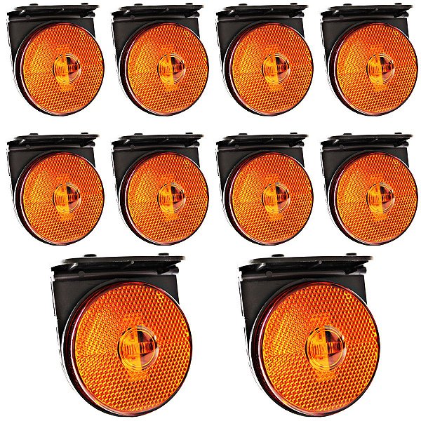 10 Lanterna Lateral Caminhão Carreta 88mm LED BIVOLT AM +Suporte