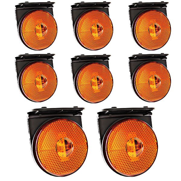 8 Lanterna Lateral Caminhão Carreta 88mm LED BIVOLT AM +Suporte